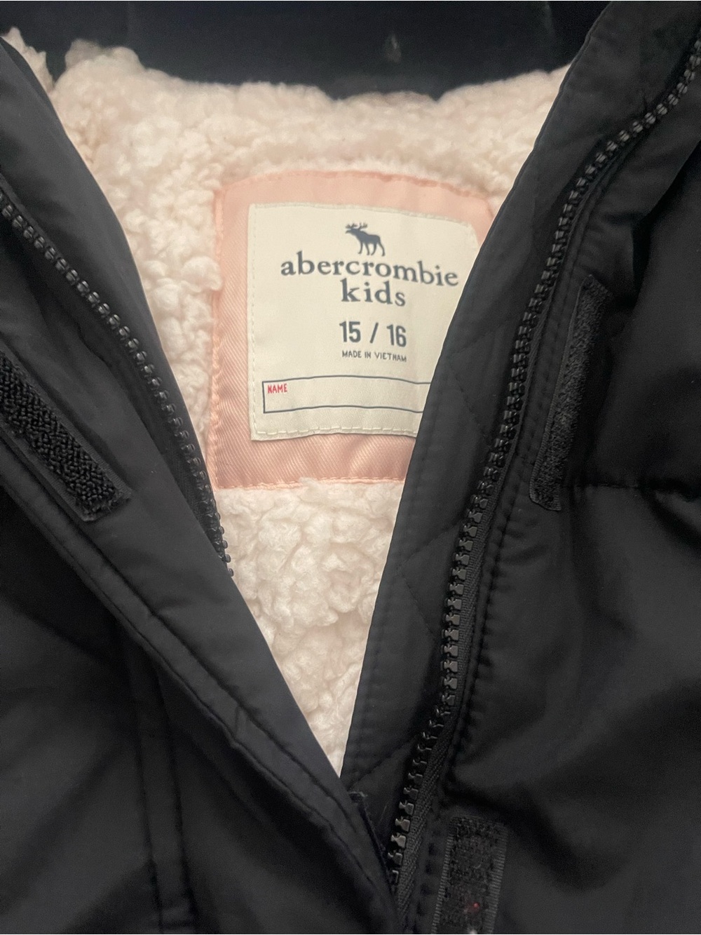 abercrombie kids Black Jacket with Cream Sherpa